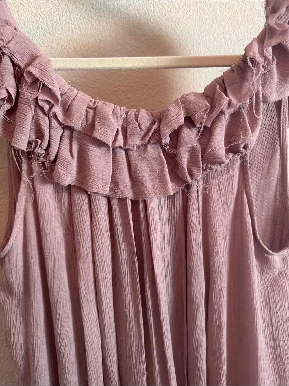 Free People Dusty Rose Ruffled Sleeveless Swing Dress